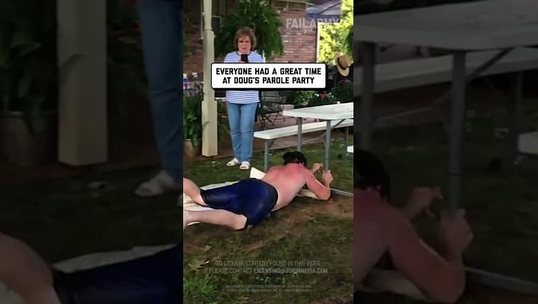 Man Rides Slip-N-Slide And Crashes into Picnic Table