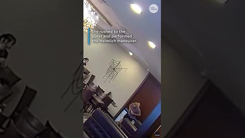 Teen performs Heimlich maneuver on guest, see the surveillance video