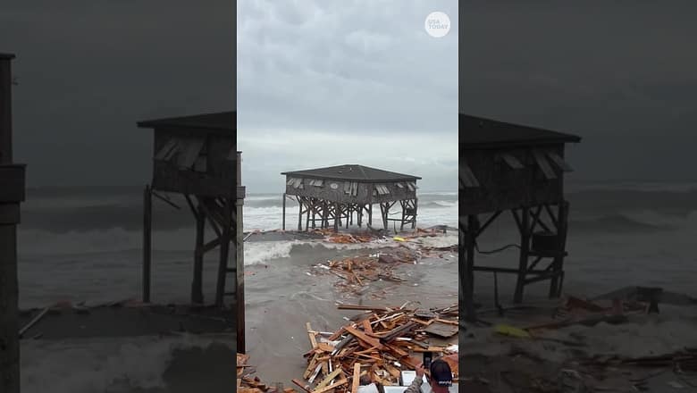 Watch beachfront home collapse as Imelda hits North Carolina’s Outer Banks #Shorts