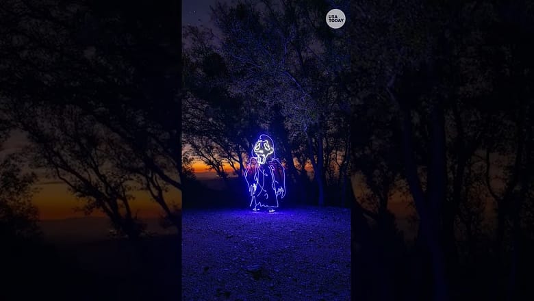 Watch light artist ‘paint’ spooky Halloween animations that come alive at night
