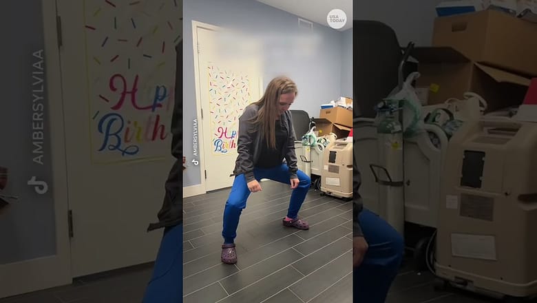 Can you do it? TikTok tries the viral elbow-to-ground test.