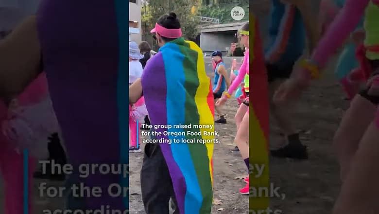 Portlanders protest outside ICE facility with 80s style aerobics workout