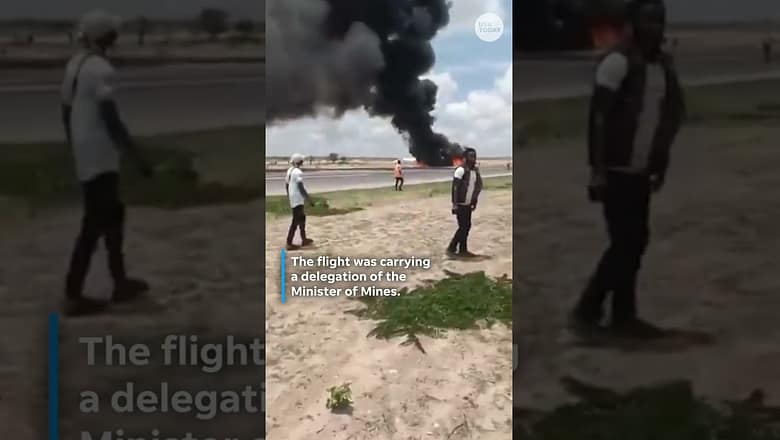 Terrifying video shows passengers jumping out of burning plane in the Congo