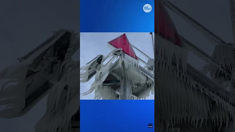 Michigan pier transforms into creepy ice scene amid low temperatures