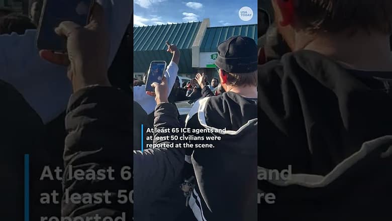Crowd hits ICE vehicle with snowballs in tense confrontation