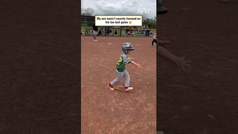 My son wasn’t exactly focused on his tee-ball game π
