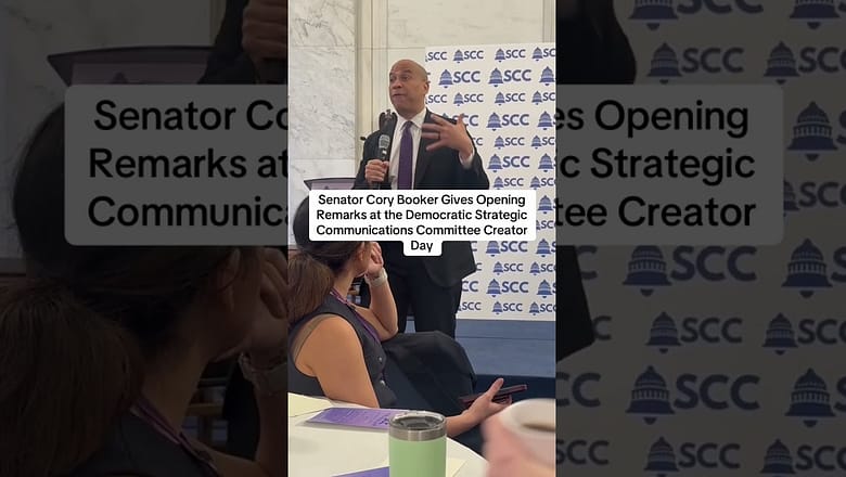 Sen. Cory Booker Gives Opening Remarks at the Democratic SCC Creator Day