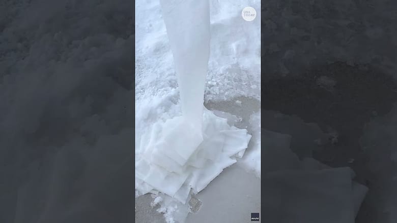 Toilet paper freezes midair in Michigan. See how it defied gravity.