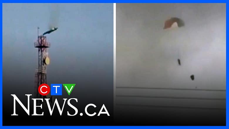 Fighter jet falls from the sky in Kuwait as crew ejects from aircraft