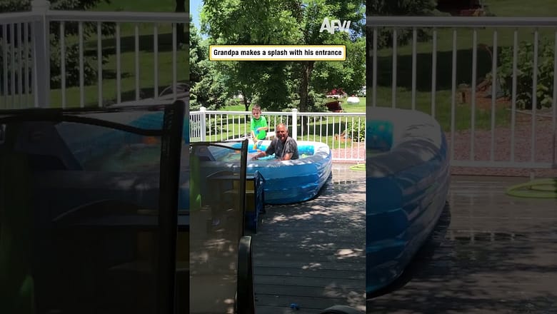 Grandpa makes a splash with his entrance