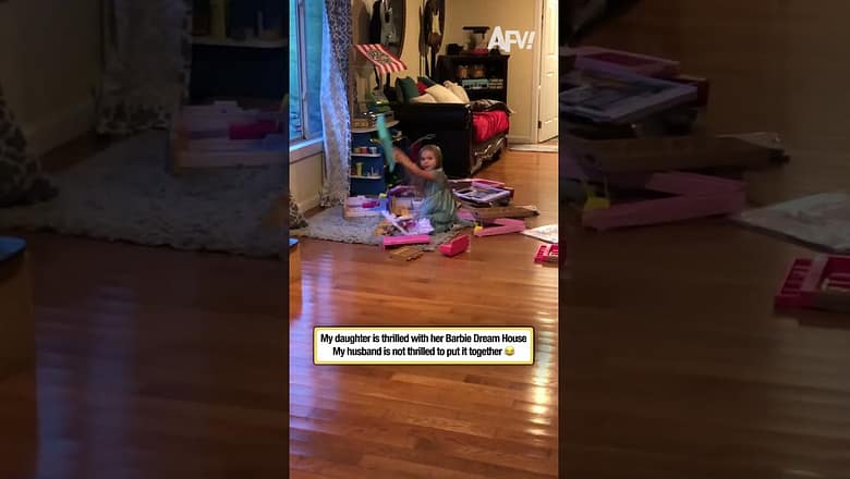 My daughter is thrilled with her Barbie Dream House, my husband is not thrilled to put it together π