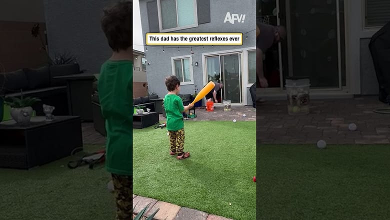 This dad has the greatest reflexes ever