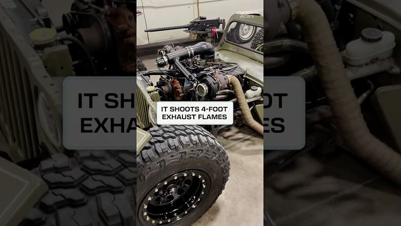 This jeep’s got live bullets and exhaust flames
