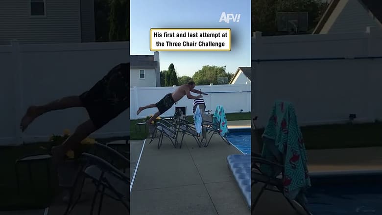 His first and last attempt at the Three Chair Challenge