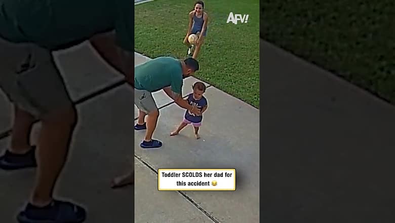 Toddler SCOLDS her dad for this accident 😂
