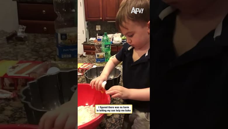 I figured there was no harm in letting my son help me bake