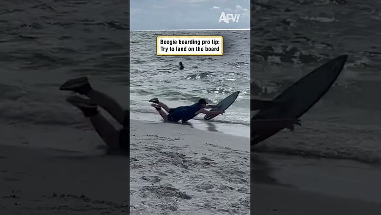 Boogie boarding pro tip: Try to land on the board