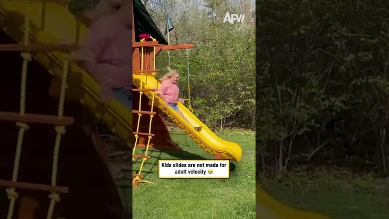 Kid slides are not made for adult velocity 😂